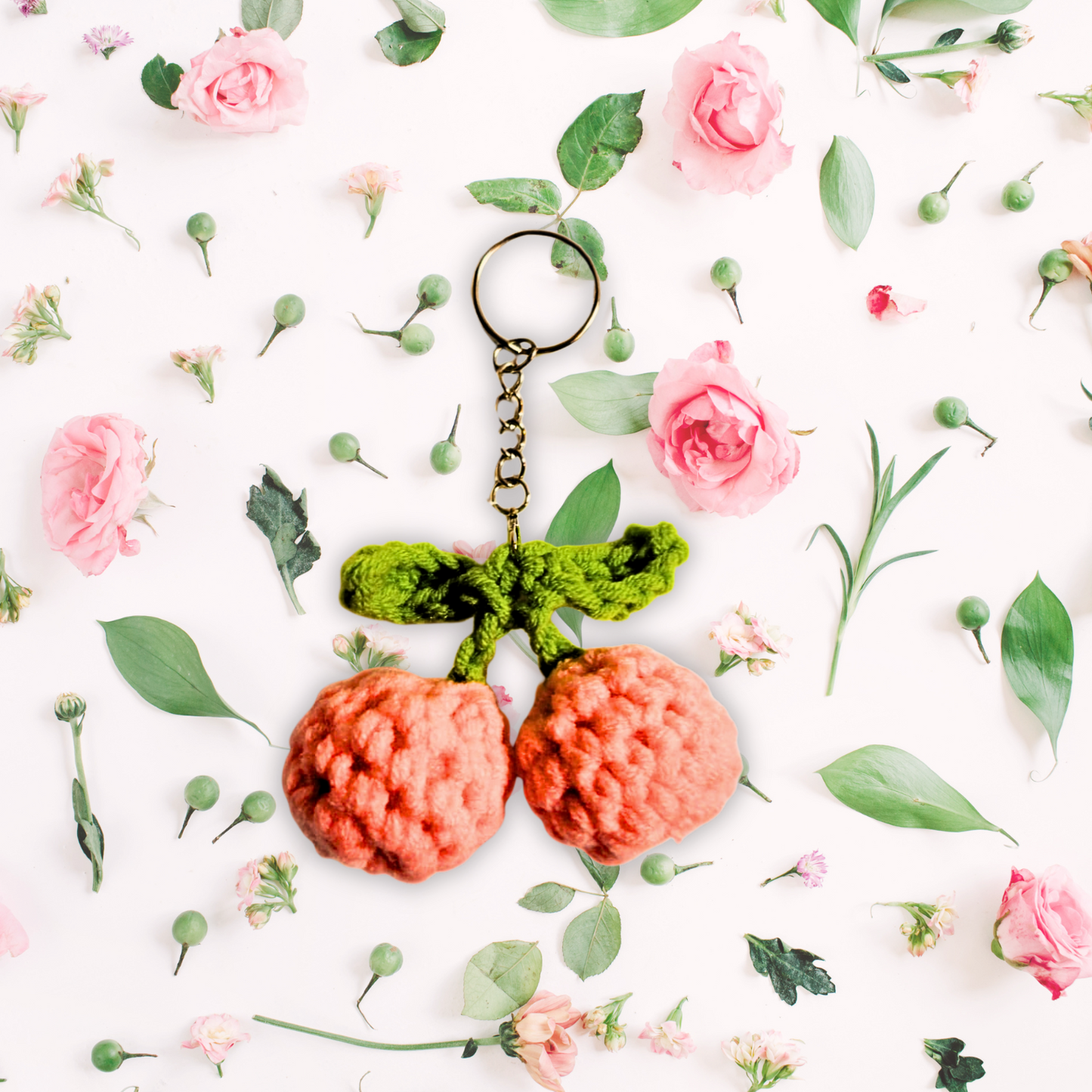 Crochet Cherry Keychain Bag Charm