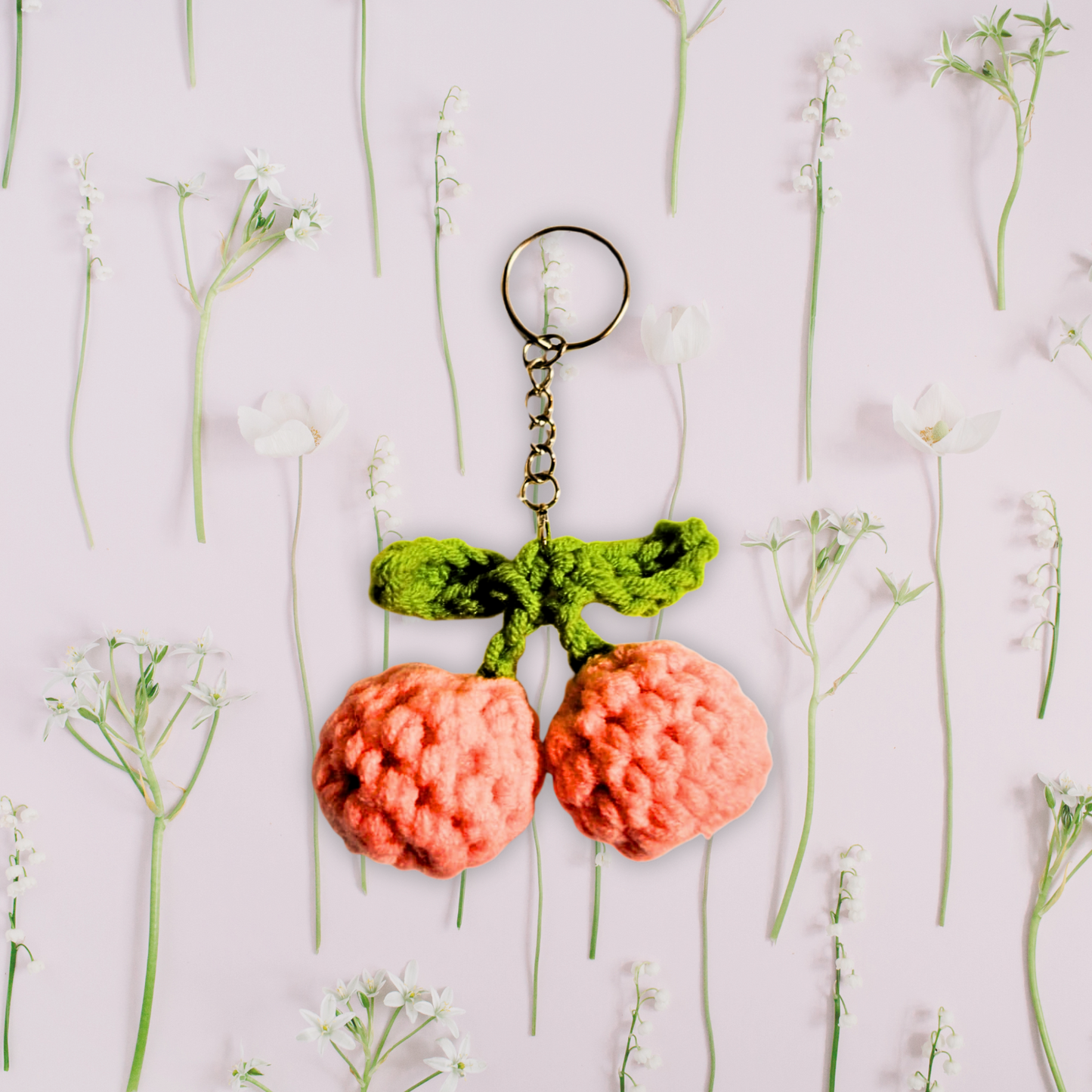 Crochet Cherry Keychain Bag Charm