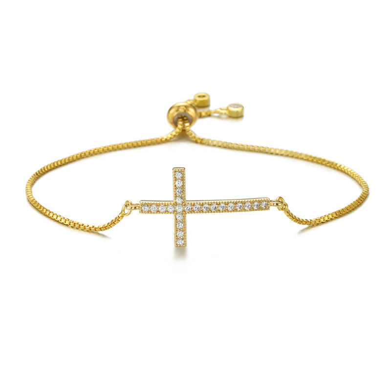 Cross Drawstring Tennis Bracelet