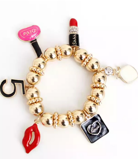 Gold Beaded Charm Bracelet