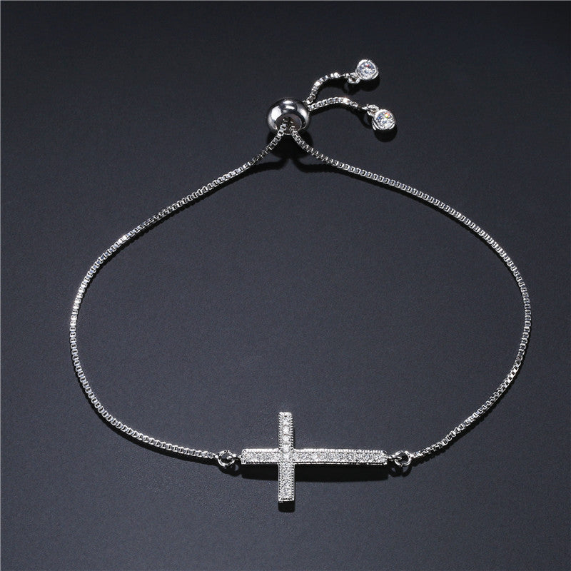 Cross Drawstring Tennis Bracelet