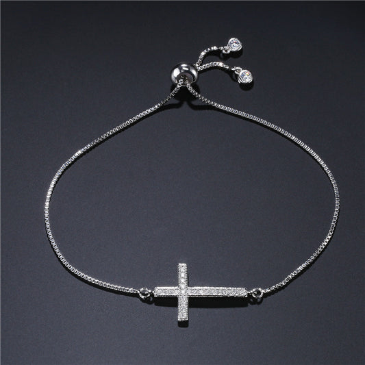 Cross Drawstring Tennis Bracelet